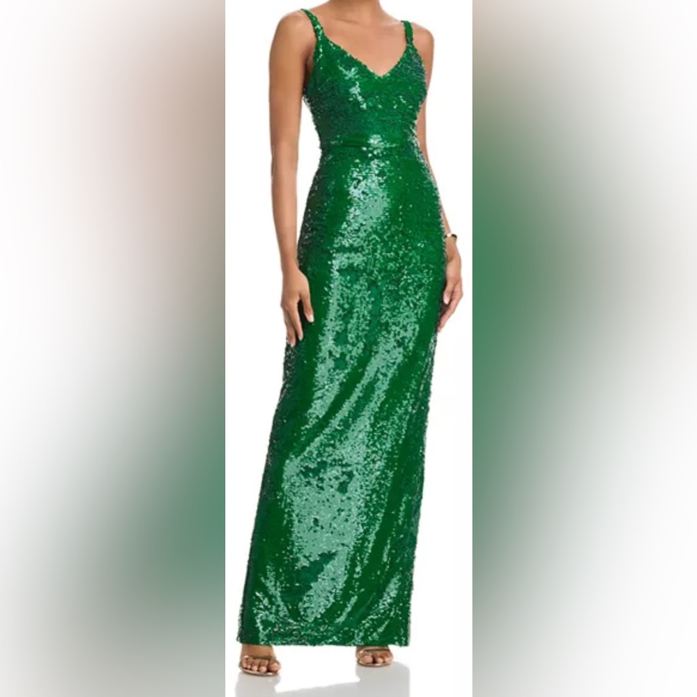 L'AGENCE Green Sequin Maxi Dress